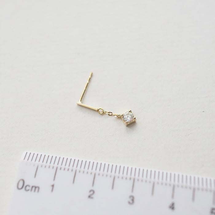 9K Solid Gold Round Cubic Zirconia Ear Stud Earrings Elegant Charm Jewelry