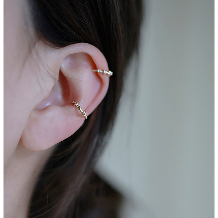 9K Solid Gold Cubic Zirconia Cuffs Wraps Earrings Heart Star Bead Charm Jewelry