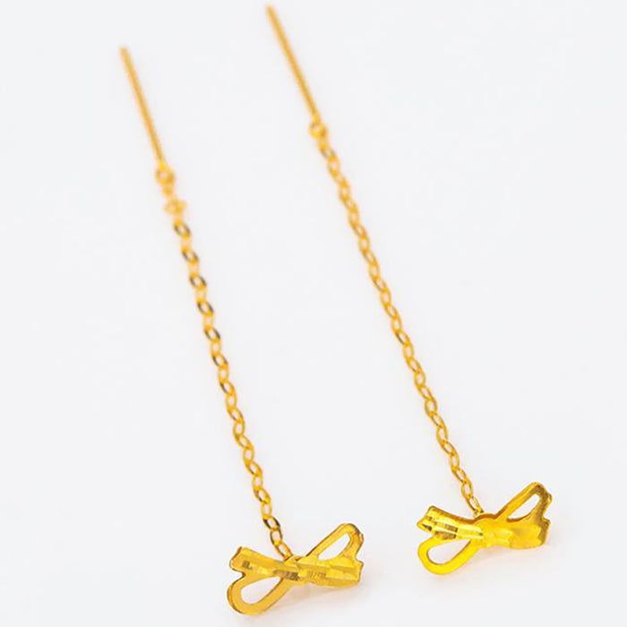 18K Solid Gold Drop Dangle Earrings Heart Star Crown Bow Bead Charm Jewelry
