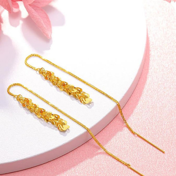 18K Solid Gold Drop Dangle Earrings Phoenix Tail Beautiful Charm Jewelry