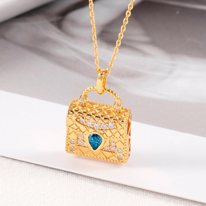Real Solid 925 Sterling Silver Pendant Natural Pear London Blue Topaz Handbag Beautiful Jewelry