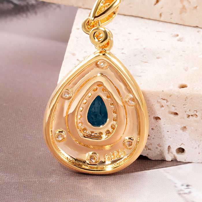 Real Solid 925 Sterling Silver Natural Pear London Blue Topaz Pendant Star Teardrop Jewelry