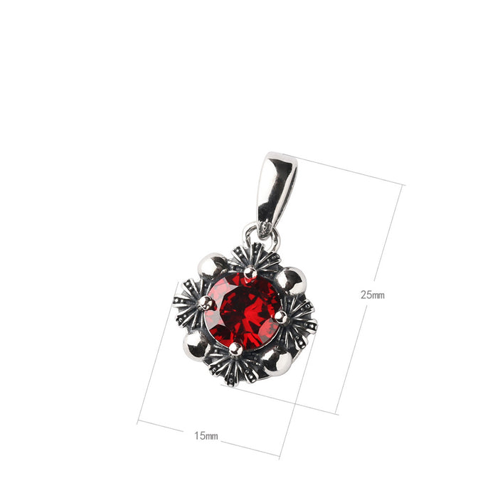 Real Solid 925 Sterling Silver Pendant Cubic Zirconia Inlay Crown Skull Round Jewelry