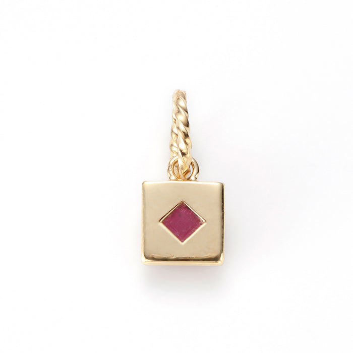 10K Solid Gold Square Spinel Inlay Pendant Gemstone Beautiful Charm Jewelry