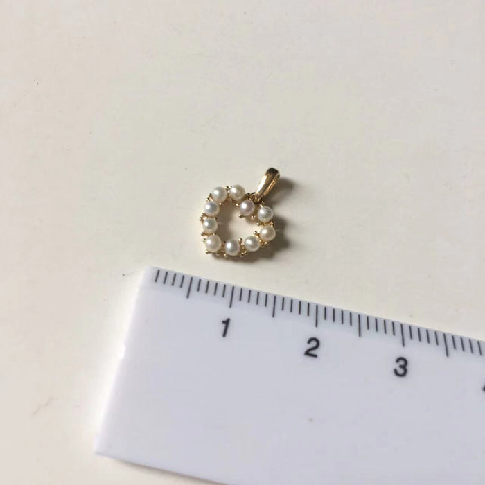 14K Solid Gold Natural Freshwater Pearl Pendant Loving Heart Elegant Jewelry