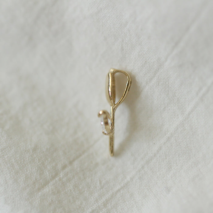 9K Solid Gold AAA Cubic Zirconia Pendant Mini Tulip Flower Elegant Charm Jewelry