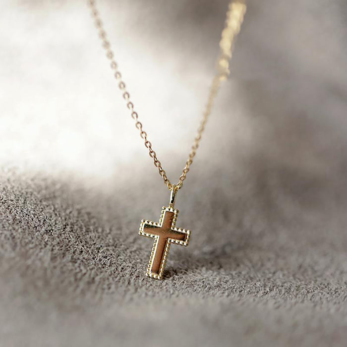 9K Solid Gold Cross Pendant Bead Beautiful Elegant Charm Jewelry