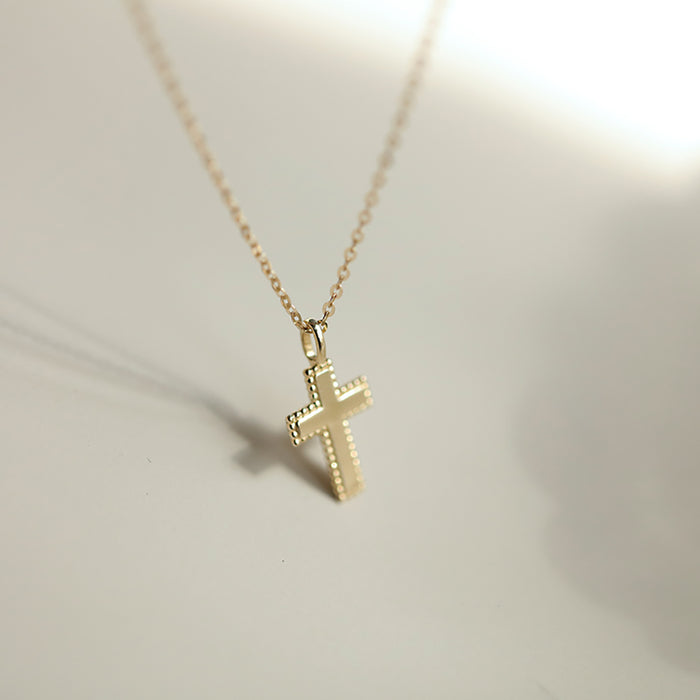 9K Solid Gold Cross Pendant Bead Beautiful Elegant Charm Jewelry