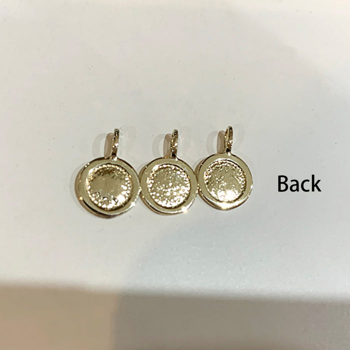 9K Solid Gold Round Pendant Letters Good Luck Elegant Beautiful Jewelry