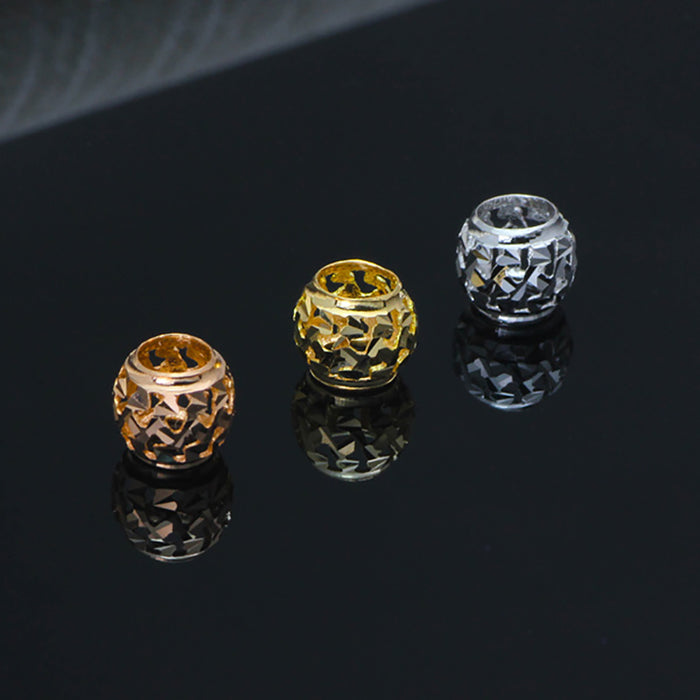 18K Solid Gold Pendant Barrel Bead Lucky Bead Pierced Beautiful Charm Jewelry