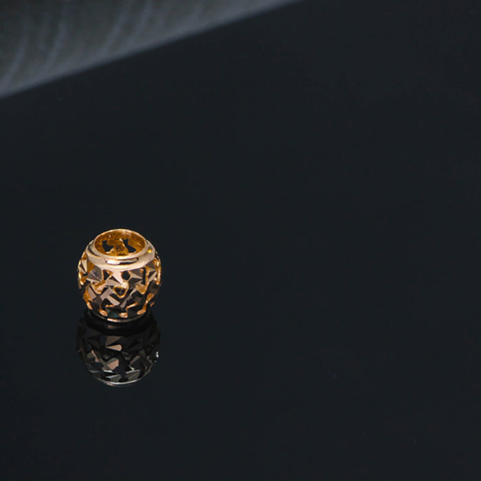 18K Solid Gold Pendant Barrel Bead Lucky Bead Pierced Beautiful Charm Jewelry