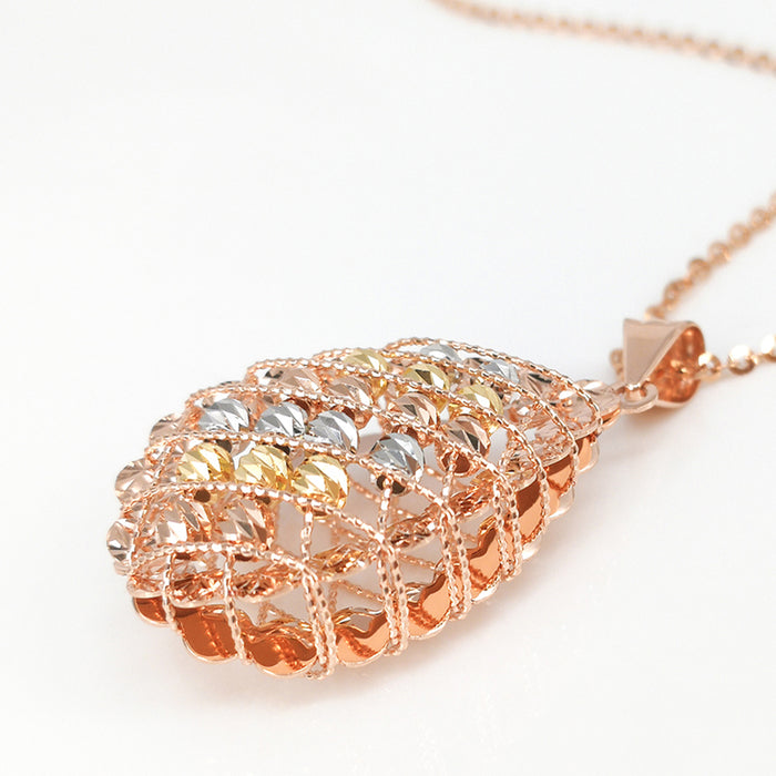 18K Solid Multicolor Gold Pendant Teardrop Water Drop Beautiful Charm Jewelry
