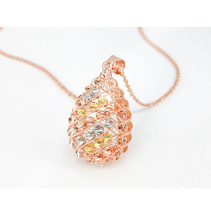 18K Solid Multicolor Gold Pendant Teardrop Water Drop Beautiful Charm Jewelry