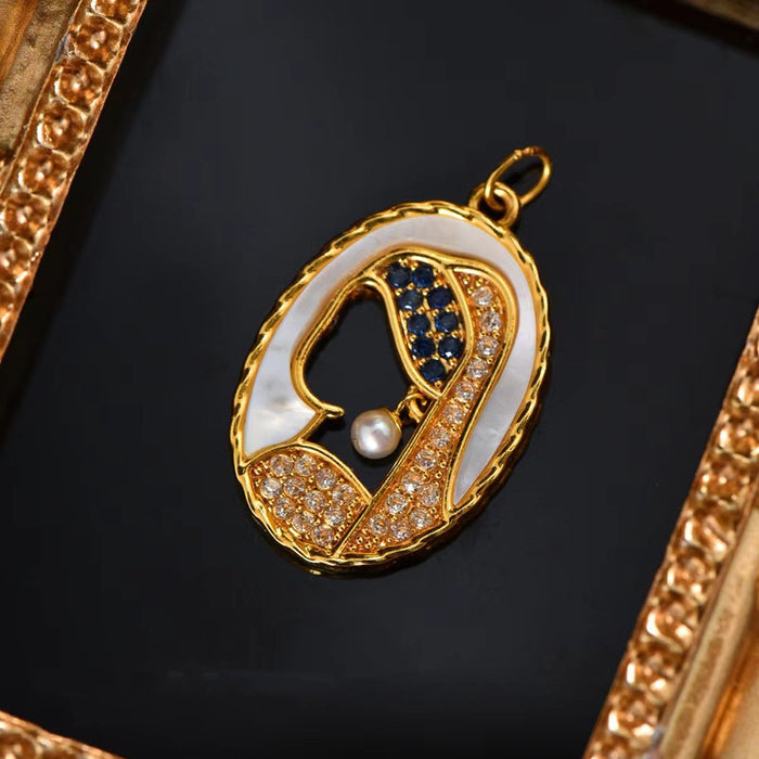 18K Solid Gold Natural Freshwater Pearl Diamond Pendant Girl Elegant Charm Jewelry