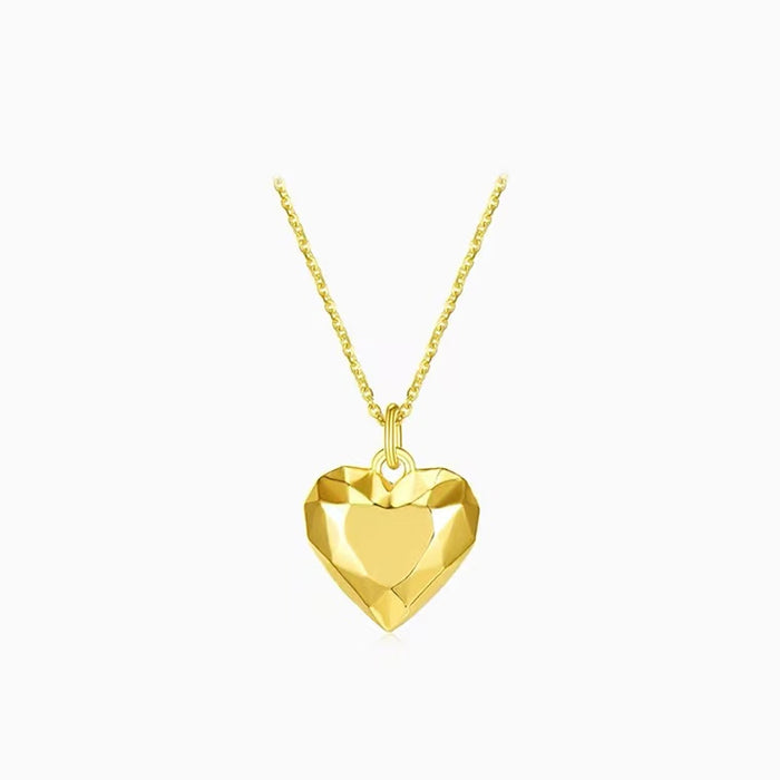 18K Solid Gold Pendant Cutting Loving Heart Charm Jewelry