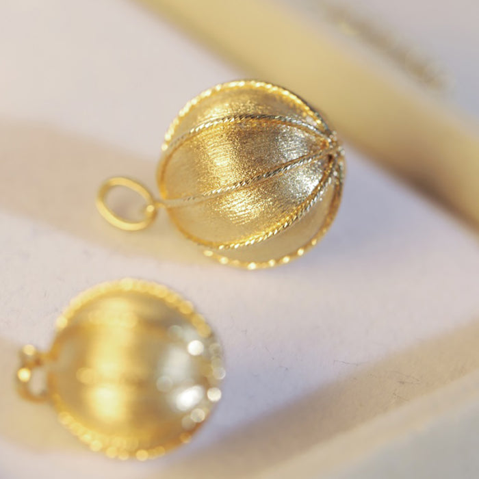 18K Solid Gold Pendant 13mm 15mm Plain Ball Charm Jewelry