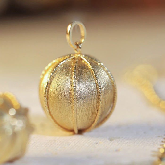 18K Solid Gold Pendant 13mm 15mm Plain Ball Charm Jewelry