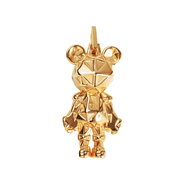 18K Solid Gold Pendant Power Bruin Bear Mechanical Jewelry