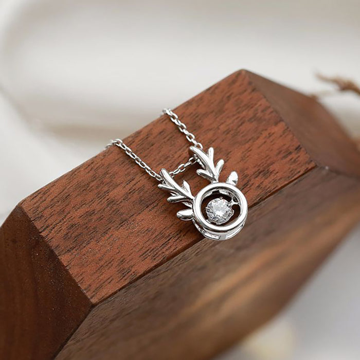925 Sterling Silver Beauty Antlers Necklace Pendant Women Fashion Fine Jewelry