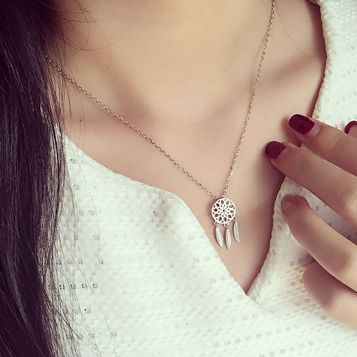 925 Sterling Silver Beauty Leaf Necklace Pendant Women Charm Fine Jewelry
