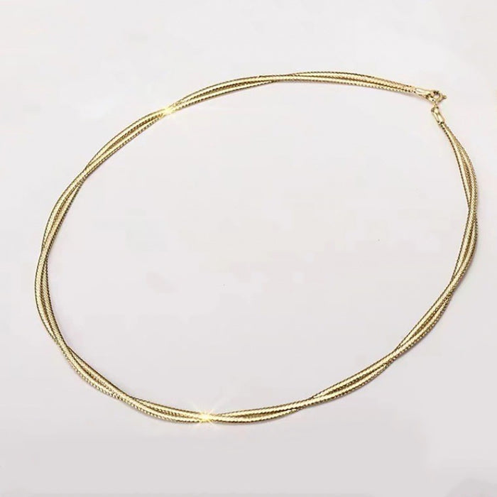 18K Solid Yellow Gold Braided Chain Necklace Stamped Au750 Beautiful Choker