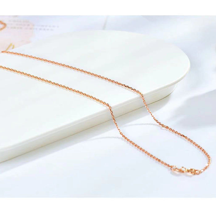 18K Solid Gold Rectangle Chain Necklace Stamped Au750 Beautiful Choker 18"