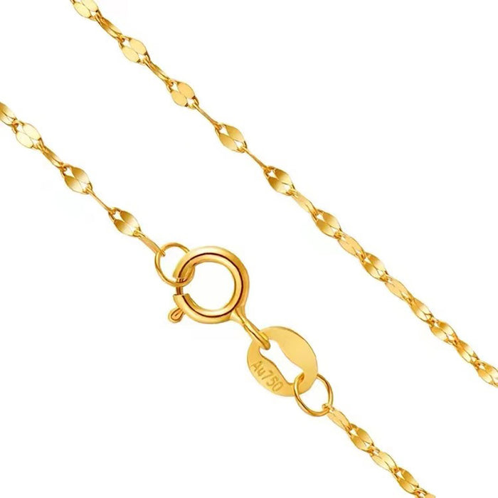 18K Solid Gold Lips Link Chain Necklace Stamped Au750 Beautiful Charm 18"