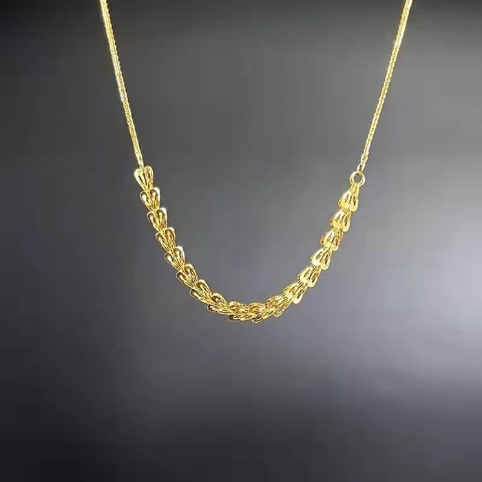 18K Solid Yellow Gold Chopin Chain Necklace Phoenix Tail Choker Jewelry Stamped Au750