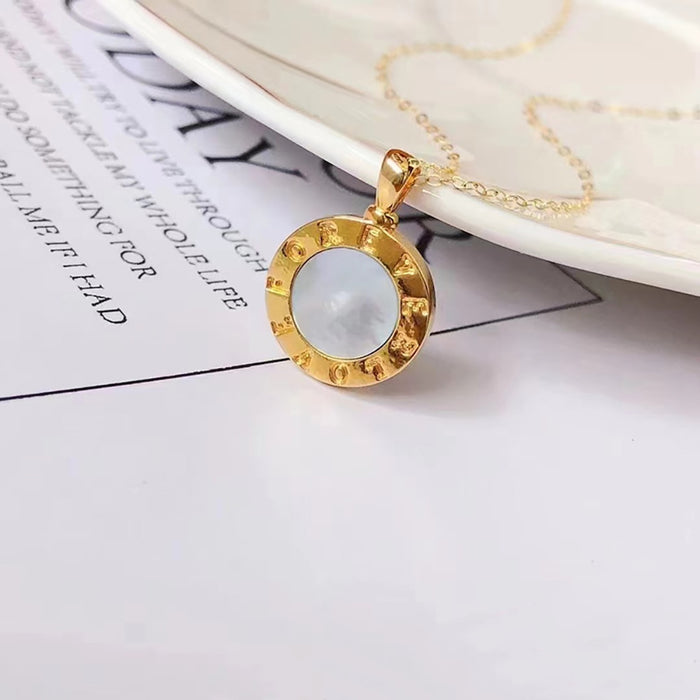 18K Solid Gold O Chain Beautiful Forever Love Round Pendant Necklace Jewelry