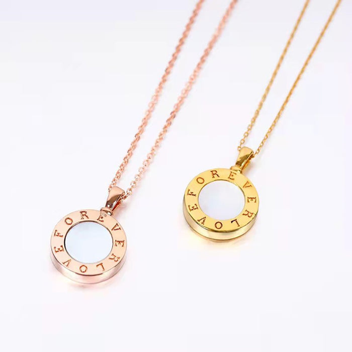 18K Solid Gold O Chain Beautiful Forever Love Round Pendant Necklace Jewelry