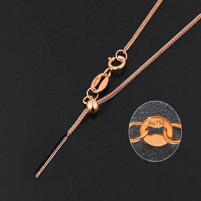 18K Solid Gold Chopin Chain Necklace Needle Y-Shape Beautiful Jewelry Adjustable