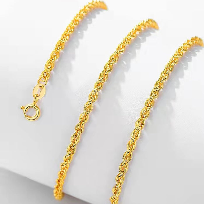 18K Solid Gold Braided Twist Chain Necklace Beautiful Charm Jewelry Stamped Au750