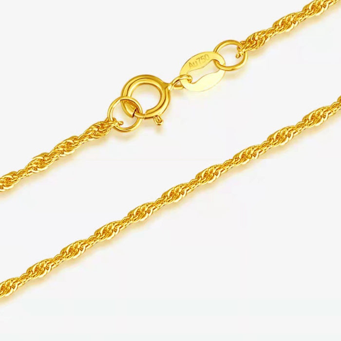 18K Solid Gold Braided Twist Chain Necklace Beautiful Charm Jewelry Stamped Au750