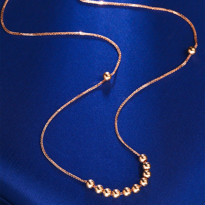 18K Solid Gold Braided Chain Bead Necklace Beautiful Jewelry Stamped Au750