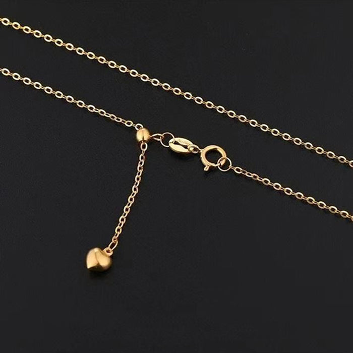 18K Solid Gold O Chain Necklace Heart Stamped Au750 Beautiful Charm Jewelry 18"
