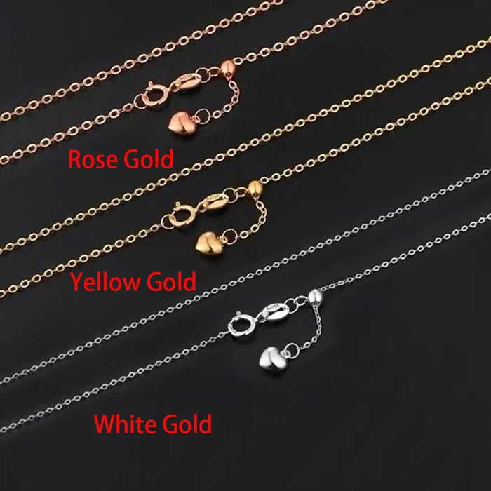 18K Solid Gold O Chain Necklace Heart Stamped Au750 Beautiful Charm Jewelry 18"