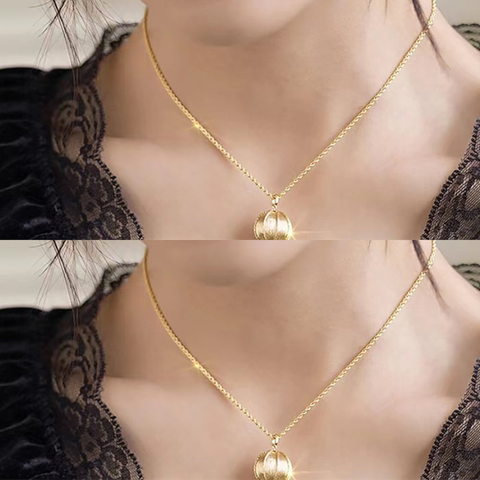 18K Solid Gold Braided Twist Chain Pendant Necklace Beautiful Gold Ball Jewelry