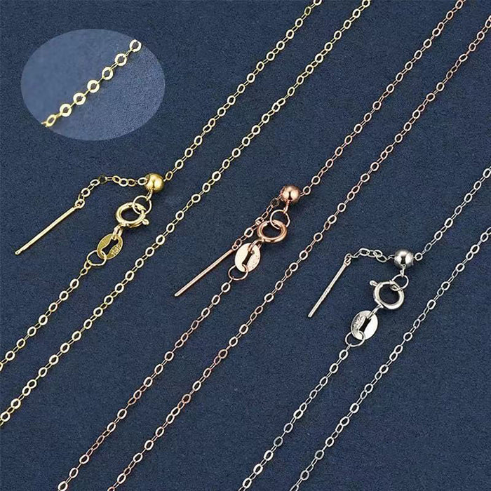 18K Solid Gold O Chain Necklace Bead Needle Y-Shape Beautiful Jewelry Adjustable