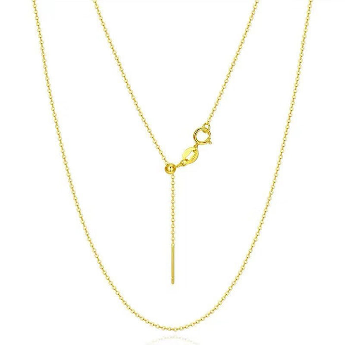 18K Solid Gold O Chain Necklace Bead Needle Y-Shape Beautiful Jewelry Adjustable