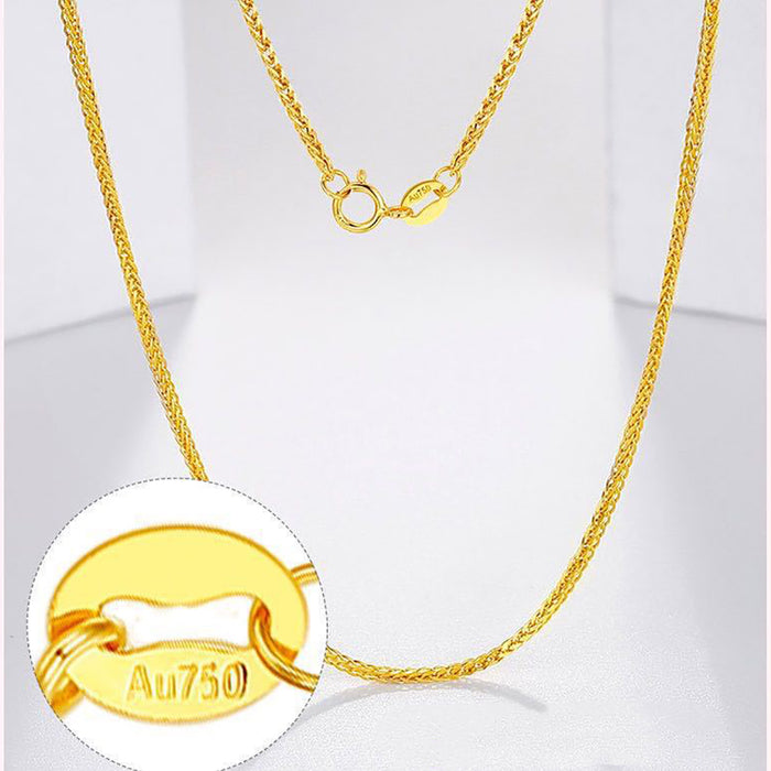 18K Solid Gold Chopin Chain Necklace Beautiful Charm Jewelry Stamped Au750