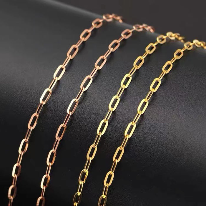 18K Solid Gold Rectangle Chain Necklace Beautiful Choker Jewelry Stamped Au750