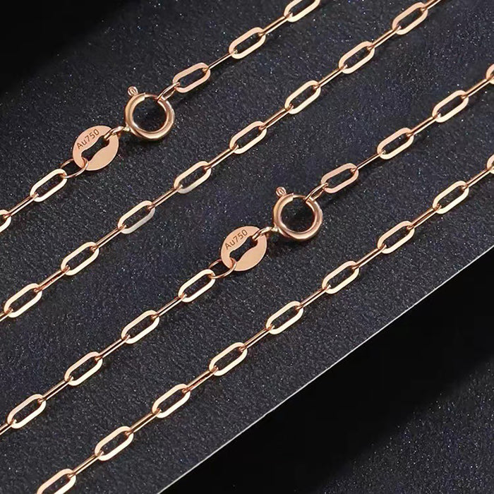 18K Solid Gold Rectangle Chain Necklace Beautiful Choker Jewelry Stamped Au750