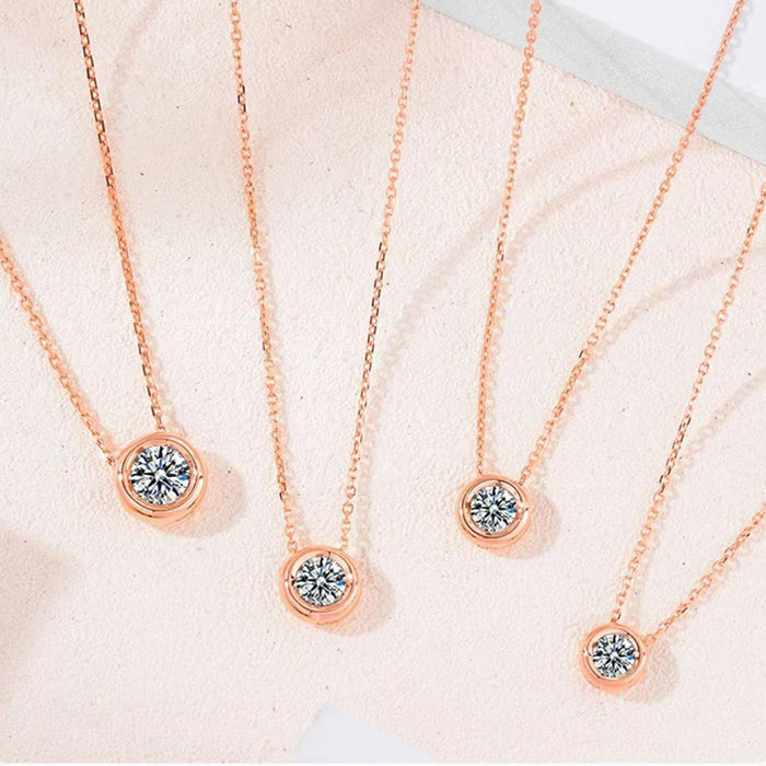 18K Solid Gold O Chain Diamond Pendant Necklace Beautiful Round Bubble Jewelry