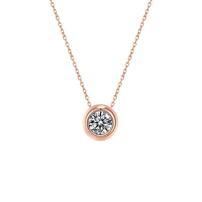 18K Solid Gold O Chain Diamond Pendant Necklace Beautiful Round Bubble Jewelry