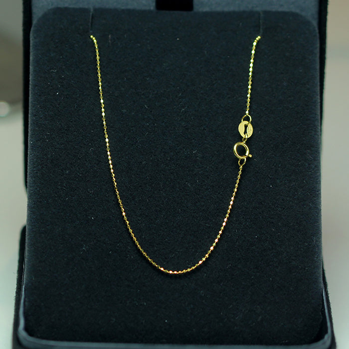 18K Solid Gold Bead Chain Necklace Glossy Beautiful Choker Jewelry Stamped Au750 18"