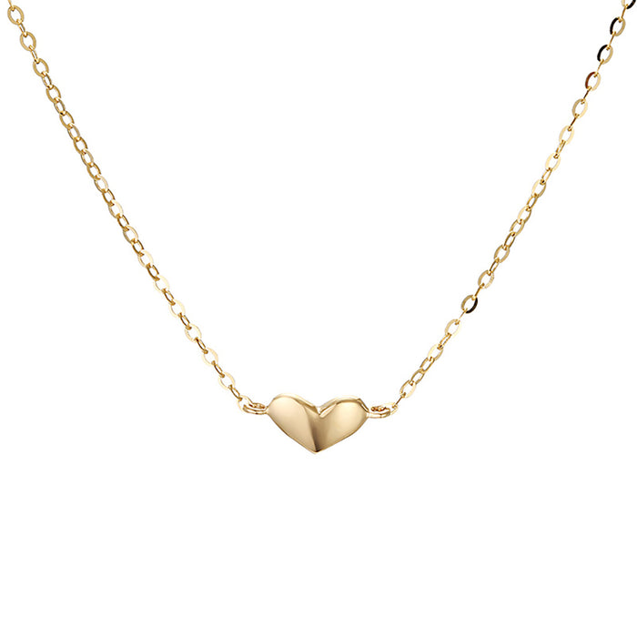 14K Solid Gold O Chain Pendant Necklace Loving Heart Charm Choker Jewelry