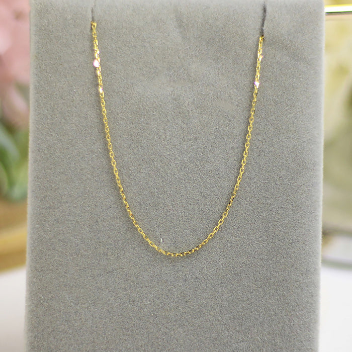 18K Solid Gold O Chain Necklace Glossy Beautiful Choker Jewelry Stamped Au750