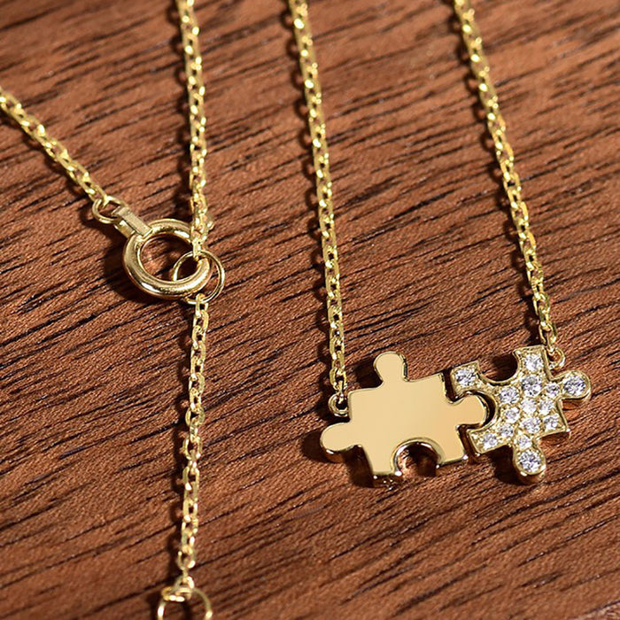 9K 18K Solid Gold O Chain Diamond Pendant Necklace Puzzle Beautiful Jewelry