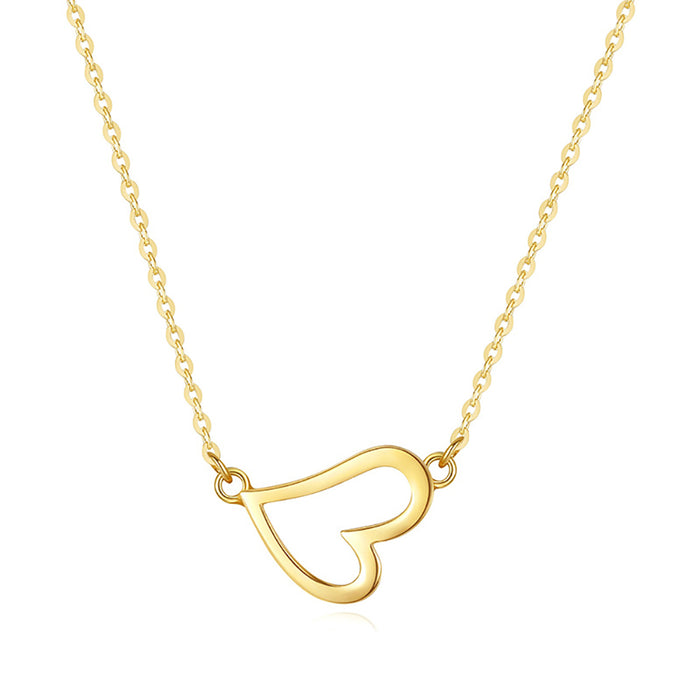 14K Solid Gold O Chain Pendant Necklace Loving Heart Beautiful Charm Jewelry