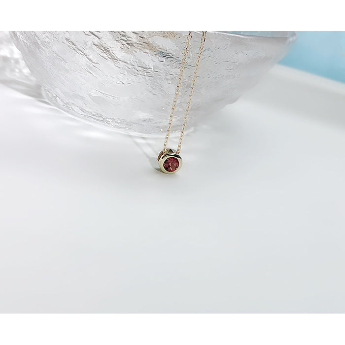 9K Solid Gold Round Tourmaline Pendant Necklace Heart Beautiful Charm Jewelry
